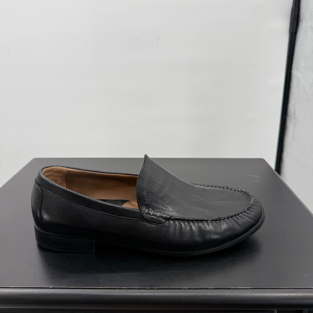 Johnston & Murphy Loafers Mens 8M Black Good Leather Sheepskin Lining 20-8471